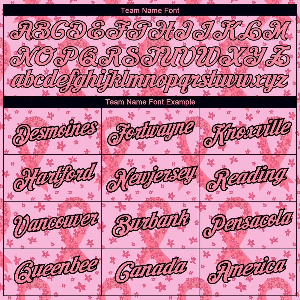 Custom Light Pink Medium Pink-Black 3D Pink Ribbon Breast Cancer Performance T-Shirt view 3