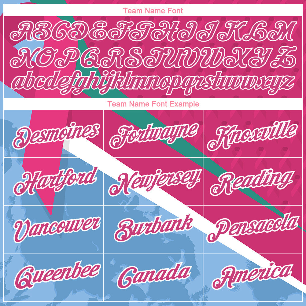 Custom Hot Pink Light Blue-White 3D Pink Ribbon Breast Cancer Performance T-Shirt view 3