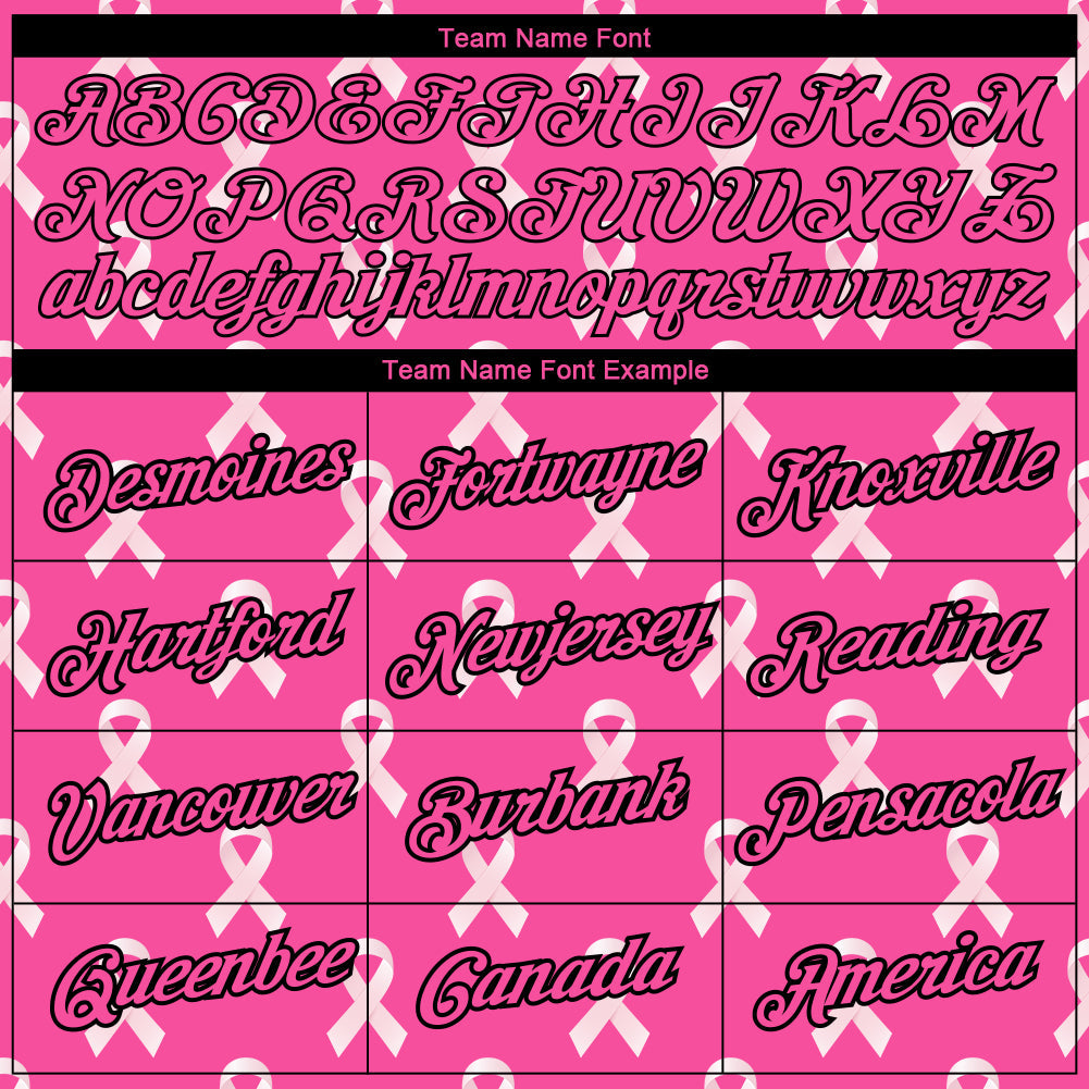 Custom Pink Black 3D Pink Ribbon Breast Cancer Performance T-Shirt view 3