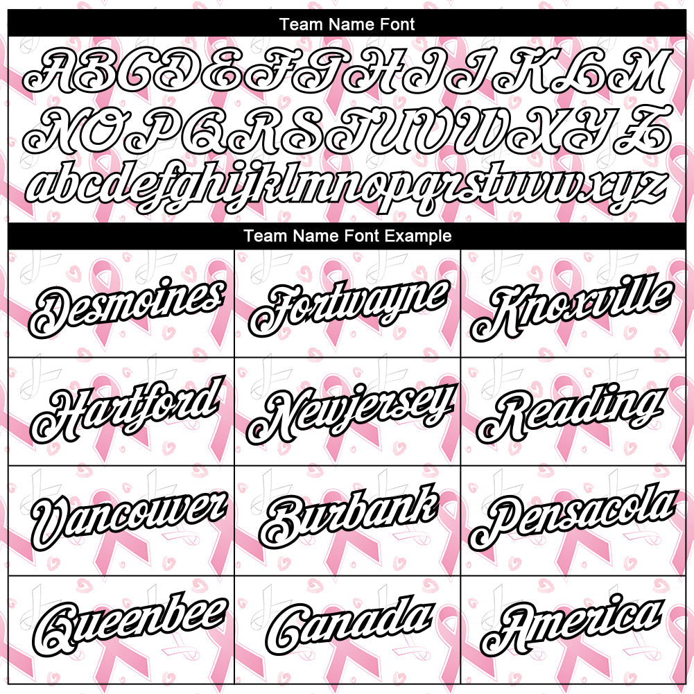 Custom White Black 3D Pink Ribbon Breast Cancer Performance T-Shirt view 3