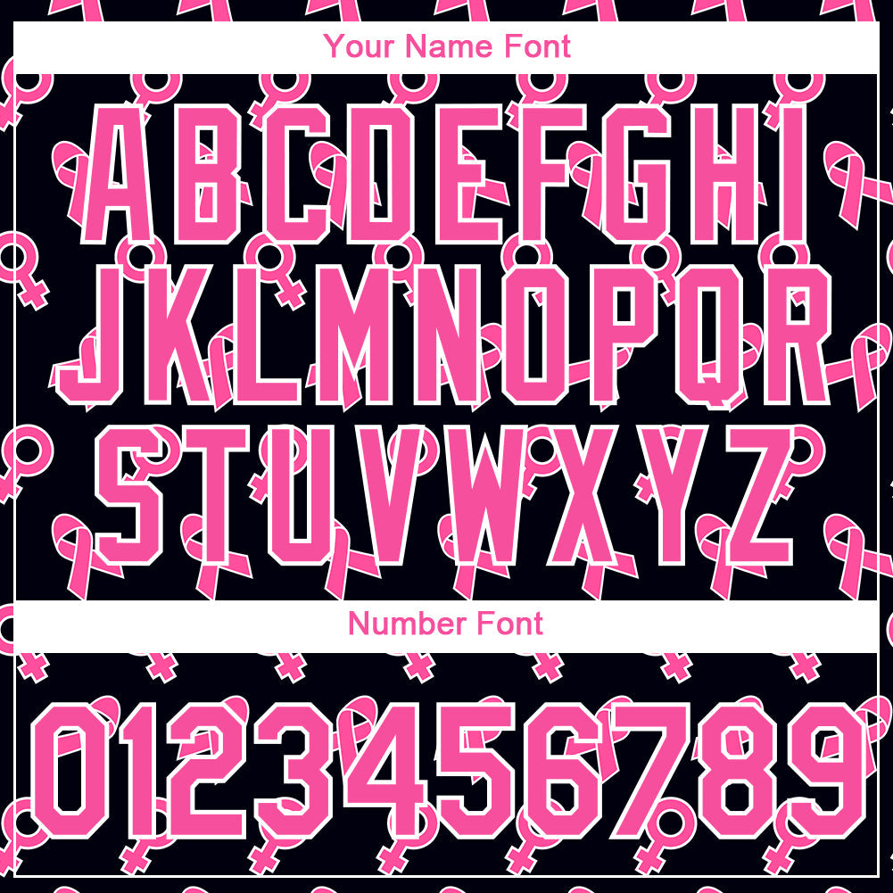 Custom Black Pink-White 3D Pink Ribbon Breast Cancer Performance T-Shirt view 4