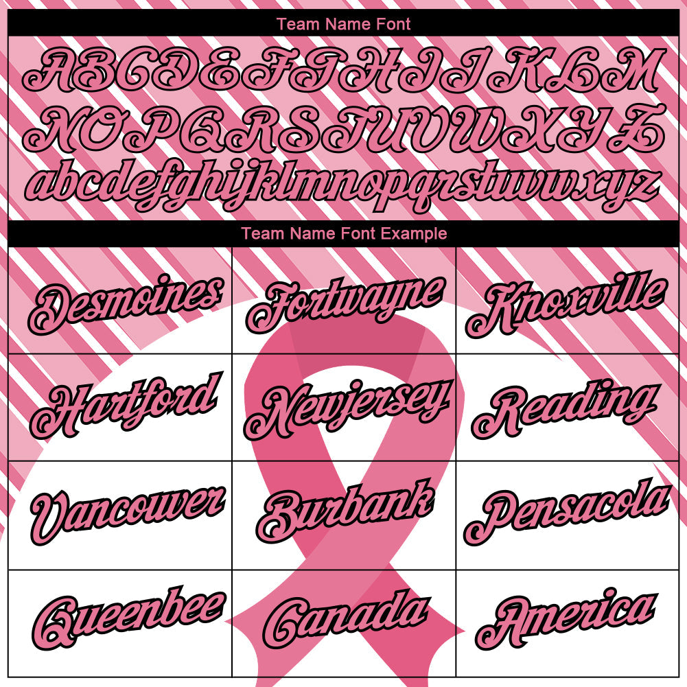 Custom Medium Pink Black-White 3D Pink Ribbon Breast Cancer Performance T-Shirt view 3