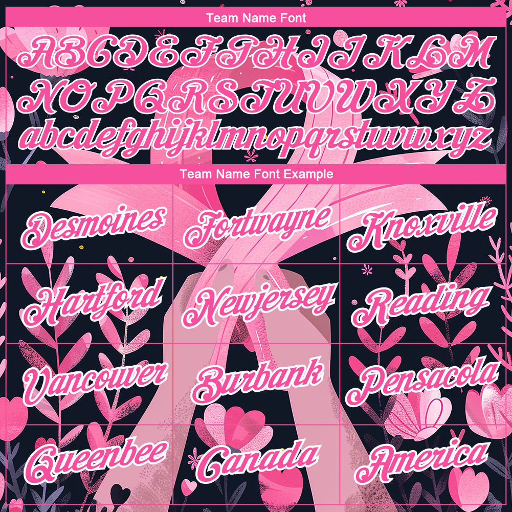 Custom Black Pink-White 3D Pink Ribbon Breast Cancer Performance T-Shirt view 3