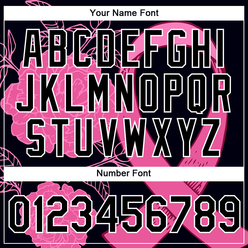 Custom Black Pink-White 3D Pink Ribbon Breast Cancer Performance T-Shirt view 4