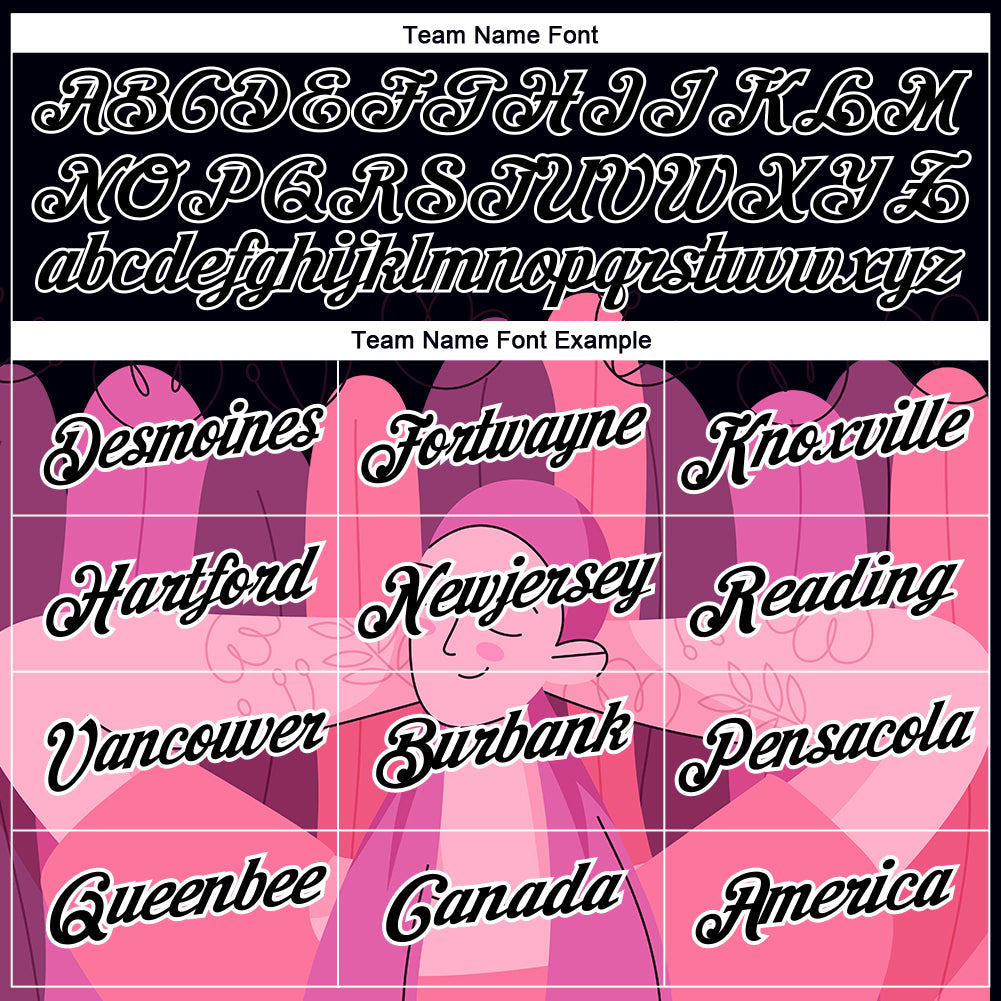 Custom Black Pink-White 3D Pink Ribbon Breast Cancer Performance T-Shirt view 3