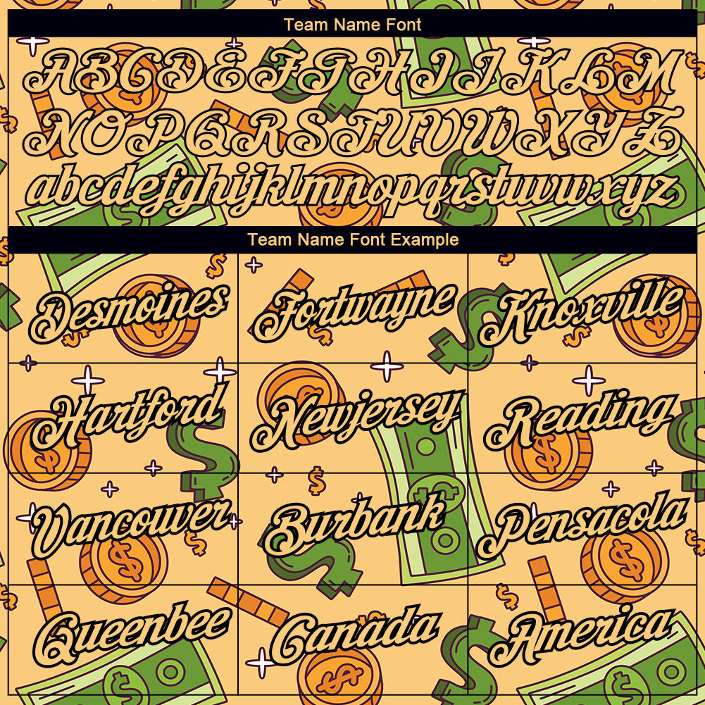 Custom Vegas Gold Black 3D Pattern Design Dollar Sign Money Theme Performance T-Shirt view 3