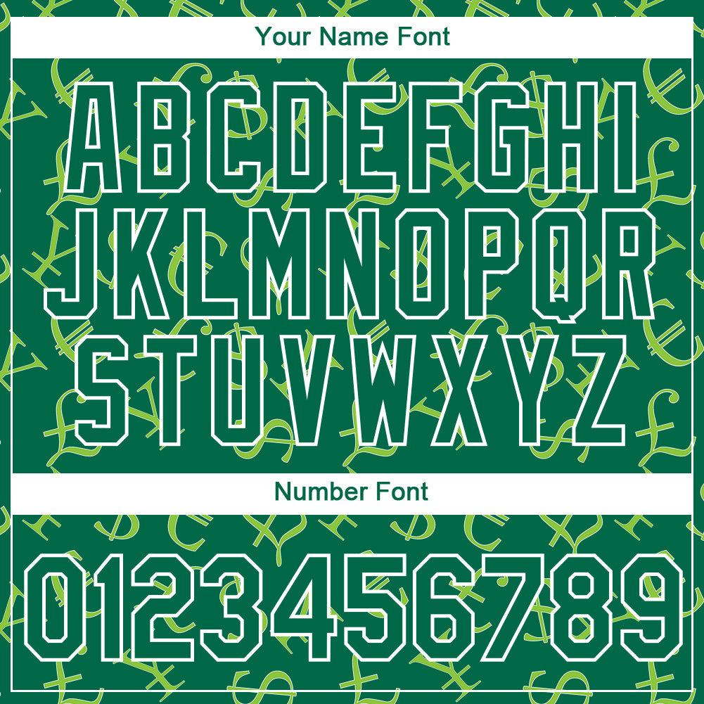 Custom Kelly Green White 3D Pattern Design Money Sign Performance T-Shirt view 4