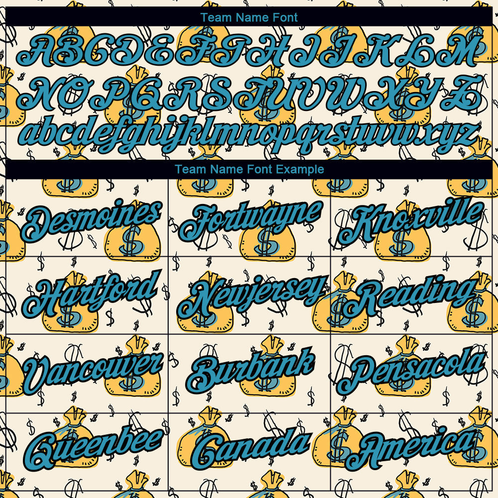 Custom Cream Panther Blue-Black 3D Pattern Design Dollar Sign Money Theme Performance T-Shirt view 3