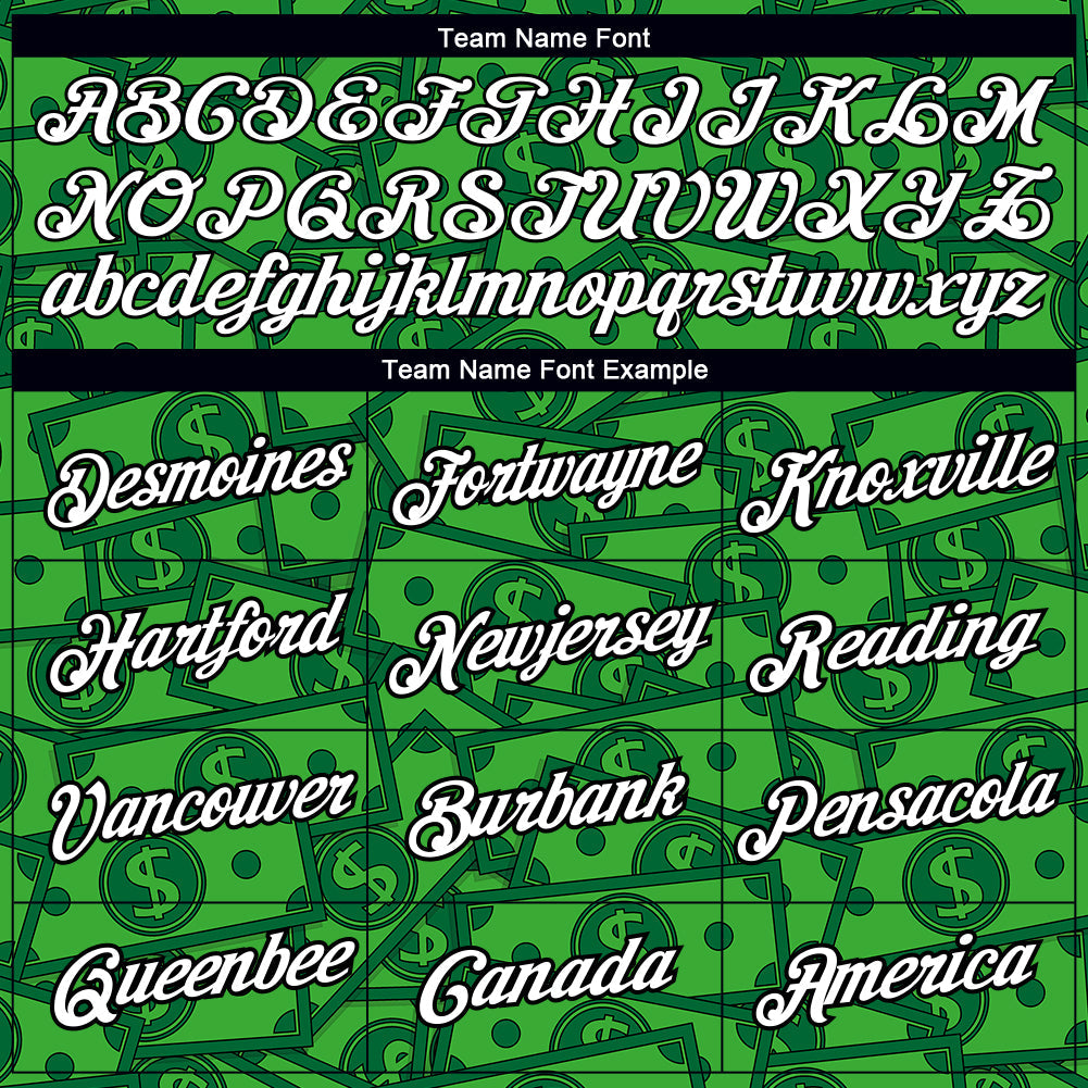 Custom Grass Green White-Black 3D Pattern Design Dollar Sign Money Theme Performance T-Shirt view 3