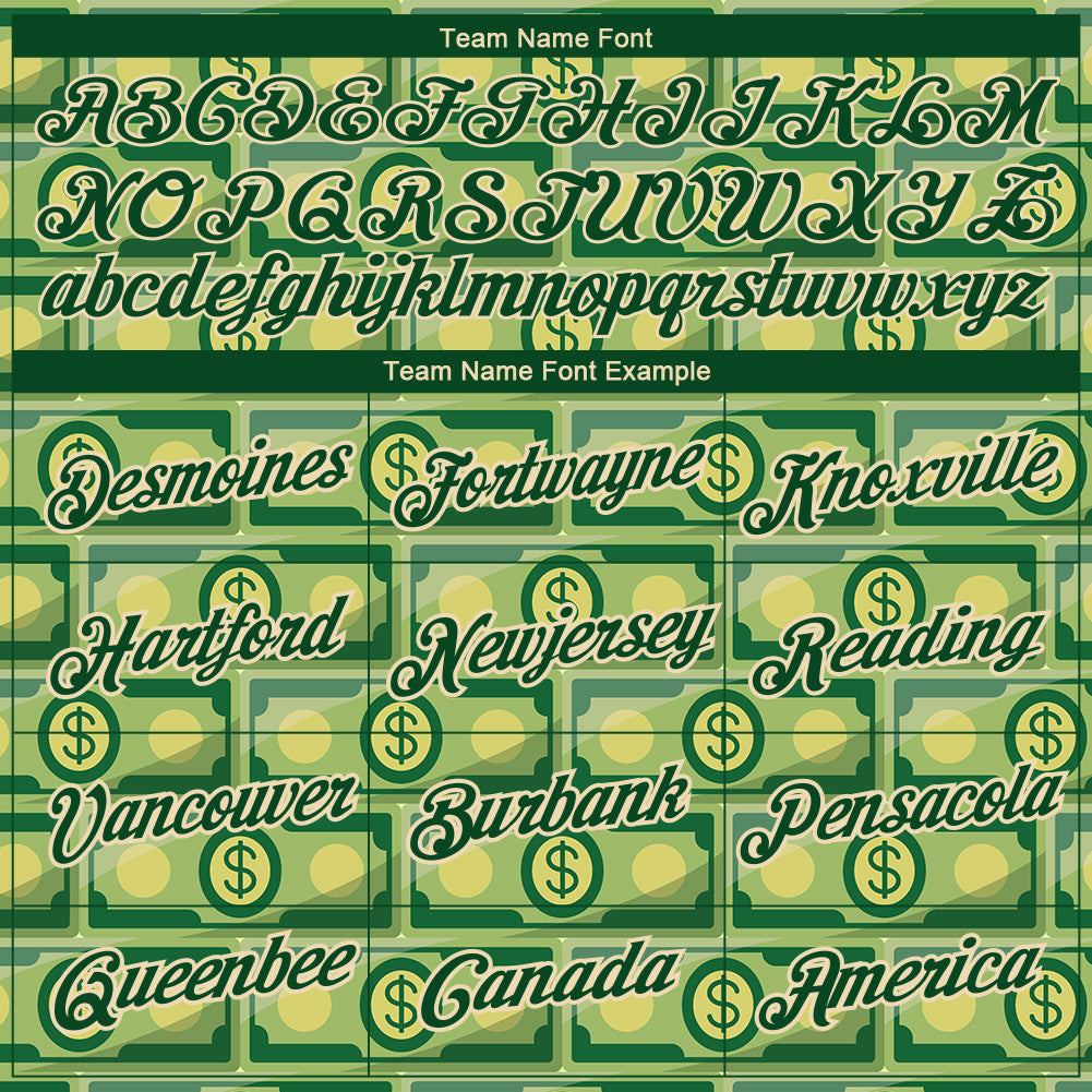 Custom Green City Cream 3D Pattern Design Dollar Banknote Money Theme Performance T-Shirt view 3