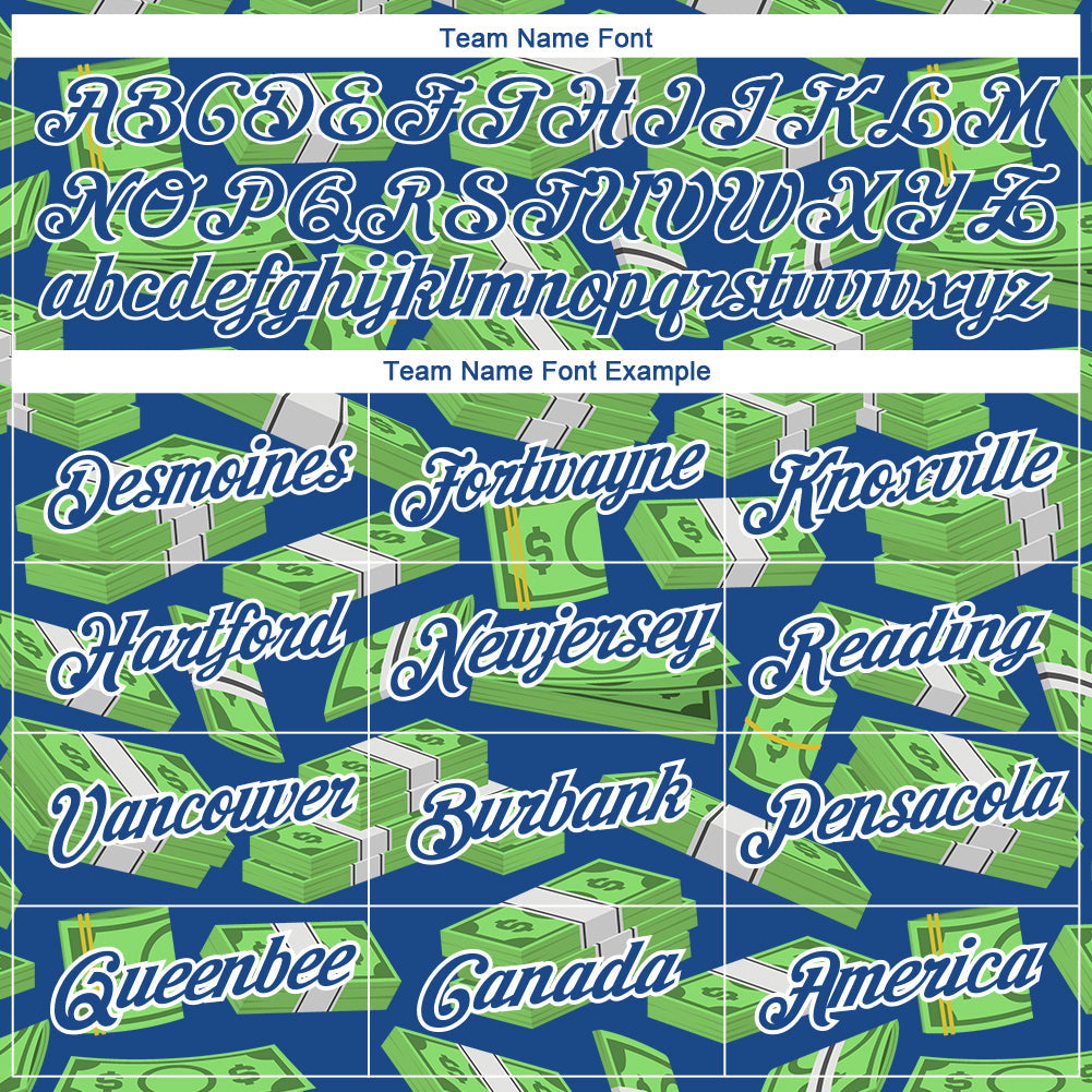 Custom Blue White 3D Pattern Design Dollar Banknote Money Theme Performance T-Shirt view 3