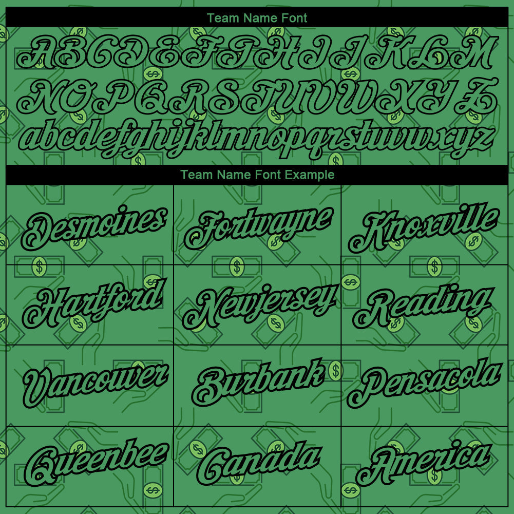 Custom Aurora Green Black 3D Pattern Design Dollar Banknote Money Theme Performance T-Shirt view 3