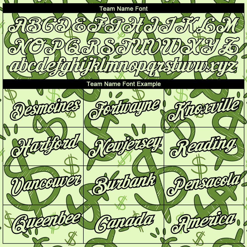 Custom Pea Green Black 3D Pattern Design Dollar Sign Money Theme Performance T-Shirt view 3