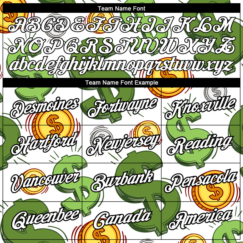 Custom White Black 3D Pattern Design Dollar Sign Money Theme Performance T-Shirt view 3