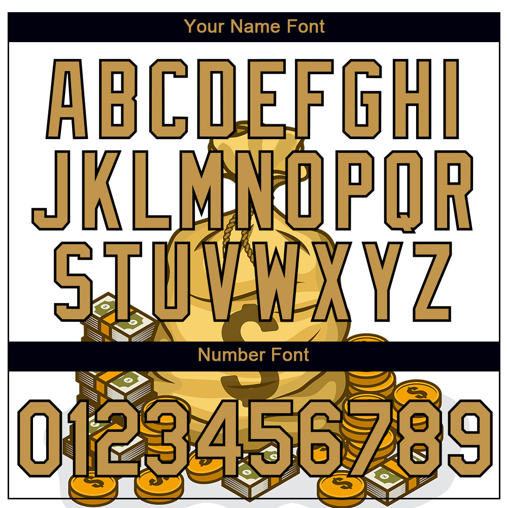 Custom White Old Gold-Black 3D Pattern Design Dollar Sign Money Theme Performance T-Shirt view 4