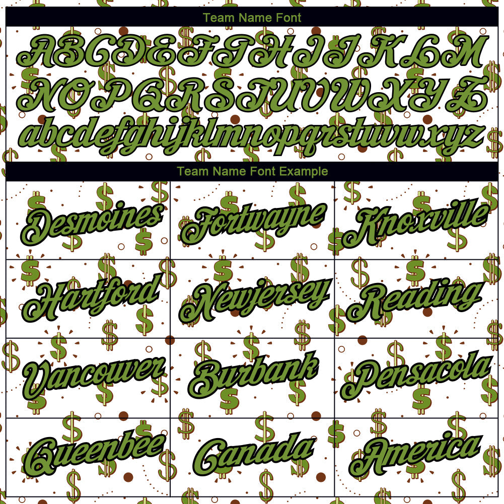 Custom White Neon Green-Black 3D Pattern Design Dollar Sign Money Theme Performance T-Shirt view 3