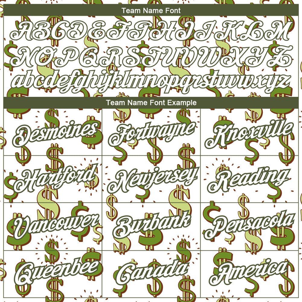Custom White Olive 3D Pattern Design Dollar Sign Money Theme Performance T-Shirt view 3
