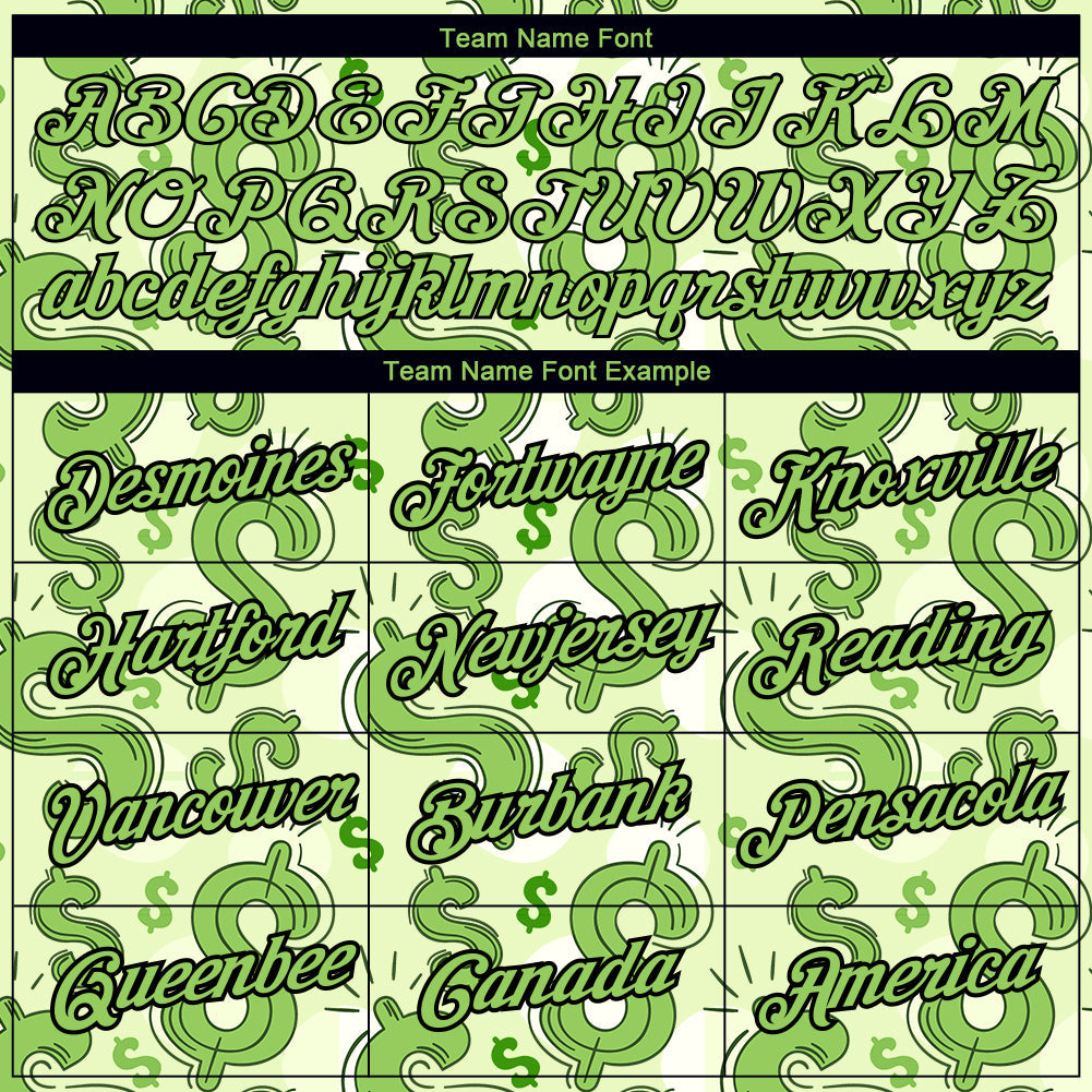 Custom Green Neon Green-Black 3D Pattern Design Dollar Sign Money Theme Performance T-Shirt view 3