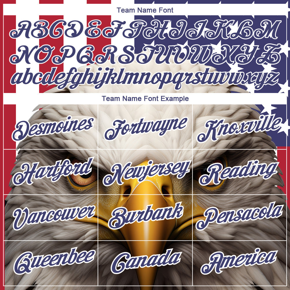 Custom White Royal-Red 3D American Flag And Eagle Performance T-Shirt view 3