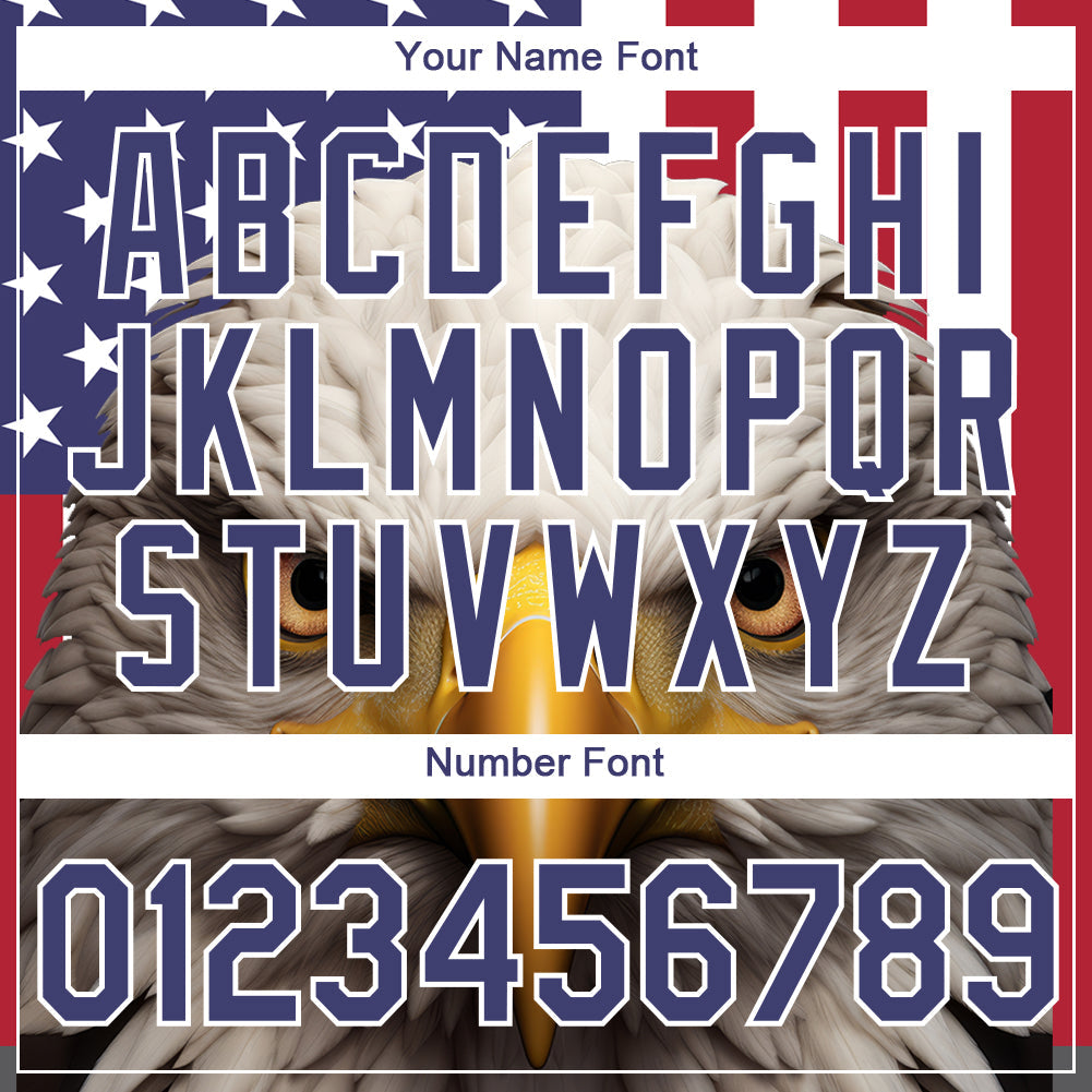 Custom White Royal-Red 3D American Flag And Eagle Performance T-Shirt view 4