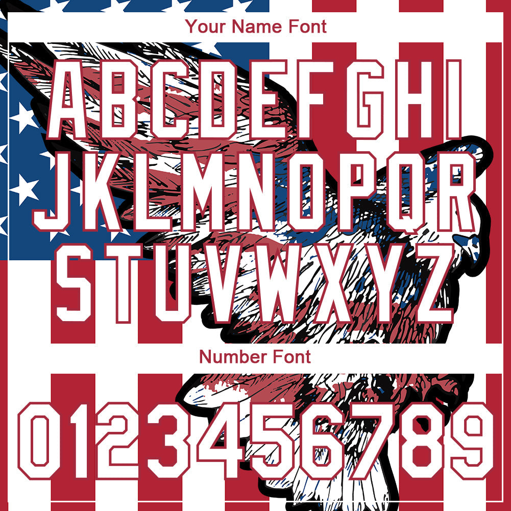 Custom White Red-Royal 3D American Flag And Eagle Performance T-Shirt view 4