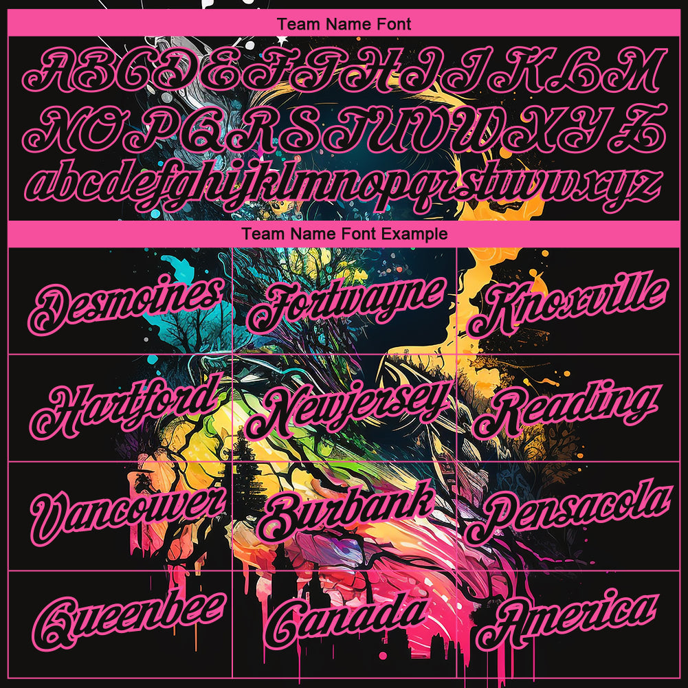 Custom Black Pink 3D Pattern Design Rave Dripping Splatter Art Performance T-Shirt view 3
