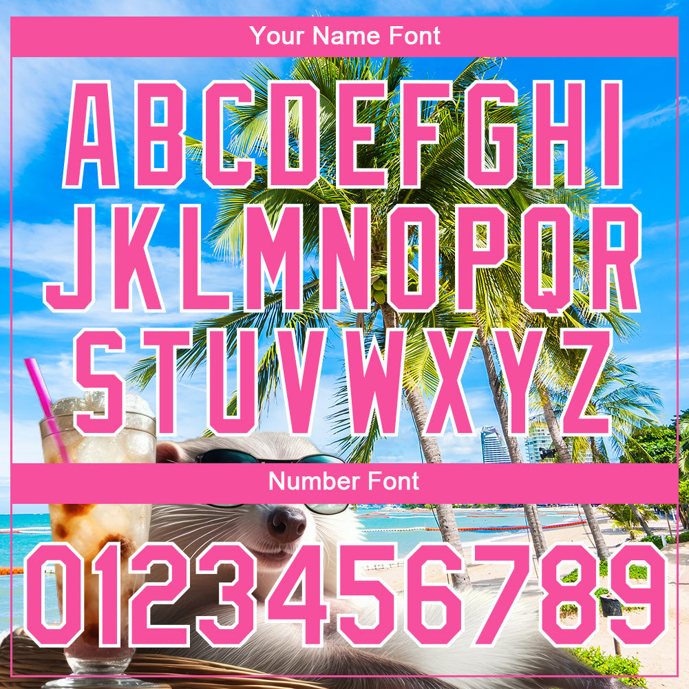 Custom Powder Blue Pink-White 3D Pattern Design Hawaii Palm Trees On Summer Beach Performance T-Shirt view 4
