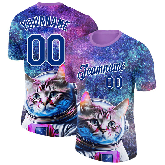 Custom Royal White 3D Pattern Design Space Astronaut Performance T-Shirt - Main View