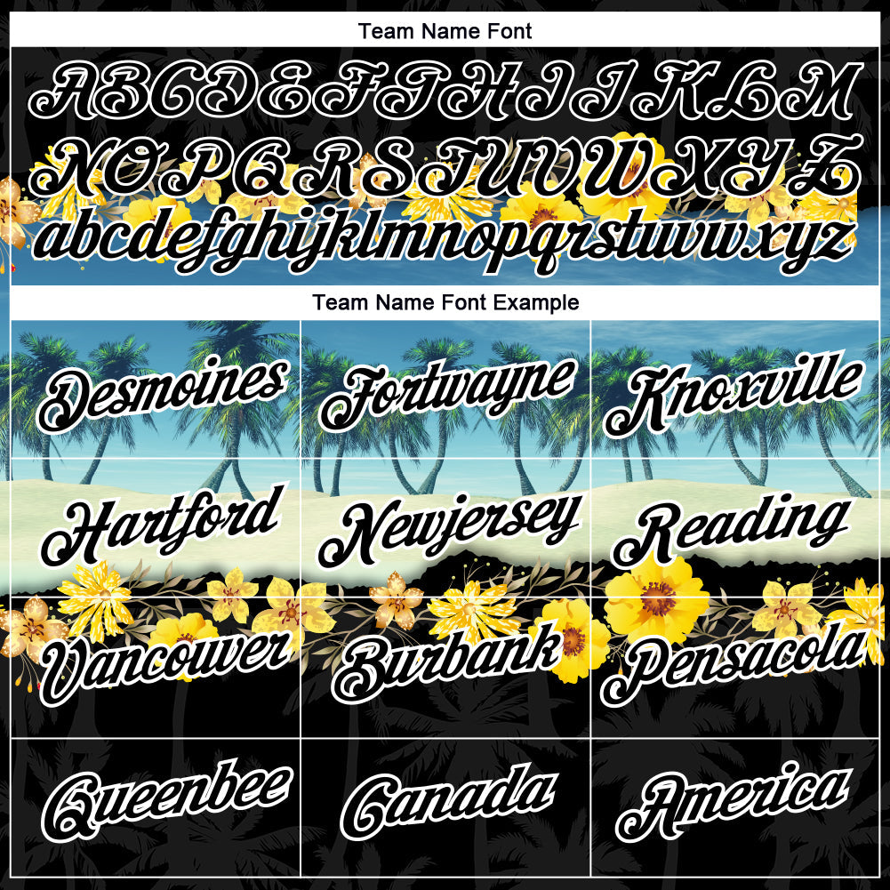 Custom Black White 3D Pattern Design Hawaii Palm Trees On Beach Performance T-Shirt view 3