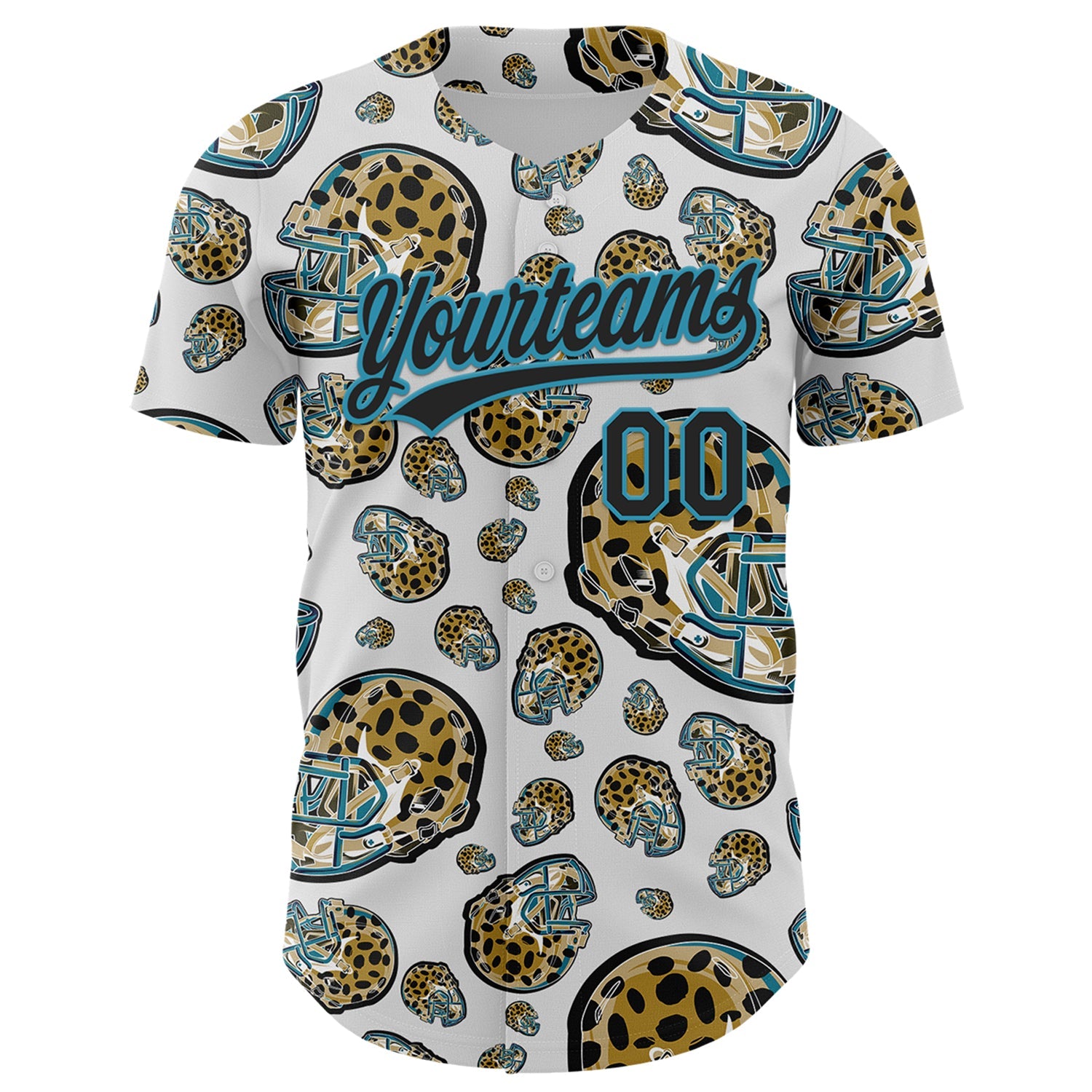 Custom White Black-Panther Blue 3D Pattern Design Football Jaguar Helmet Authentic Baseball Jersey view 2