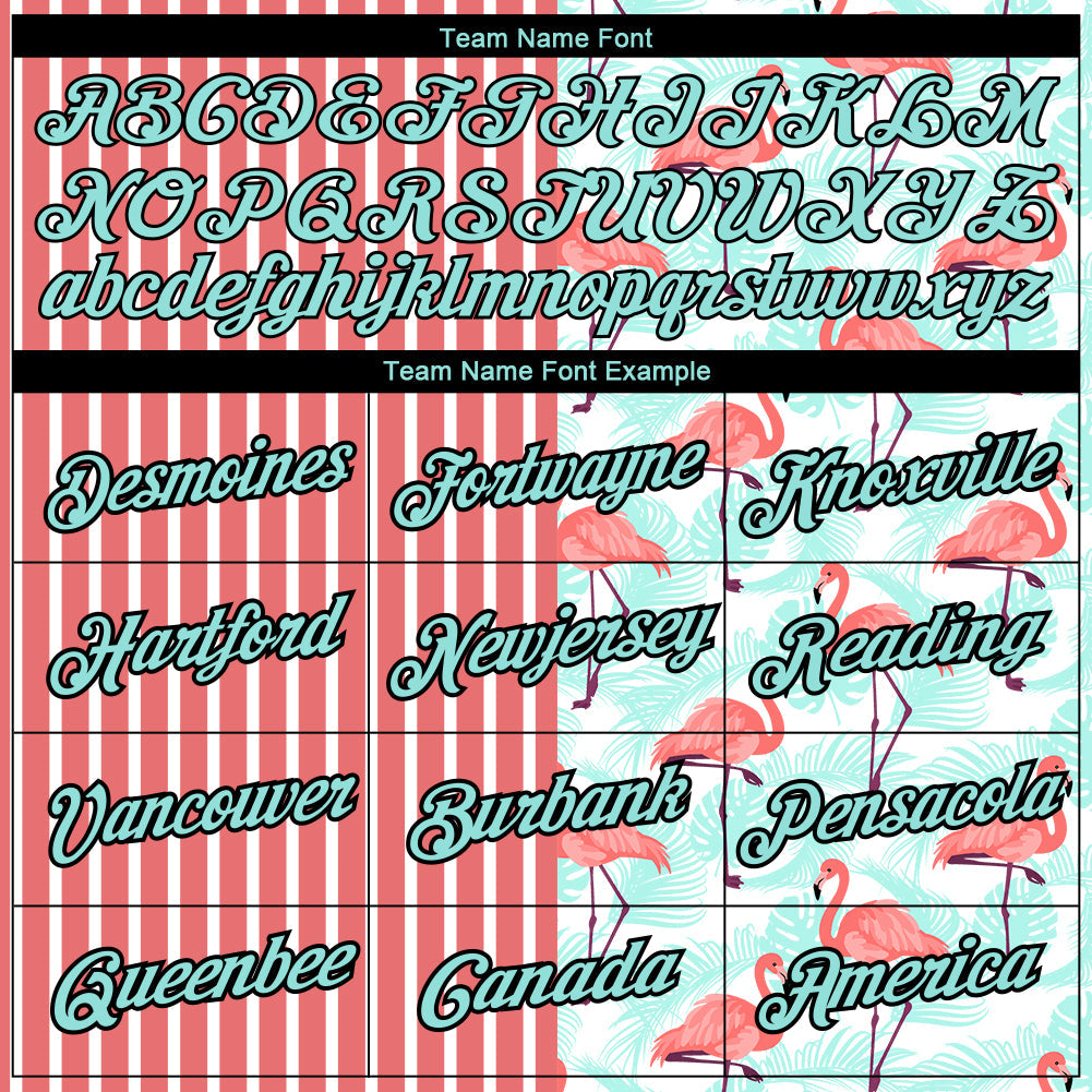 Custom Medium Pink Ice Blue-Black 3D Tropical Hawaii Palm Leaves And Animal Flamingo Performance T-Shirt view 3