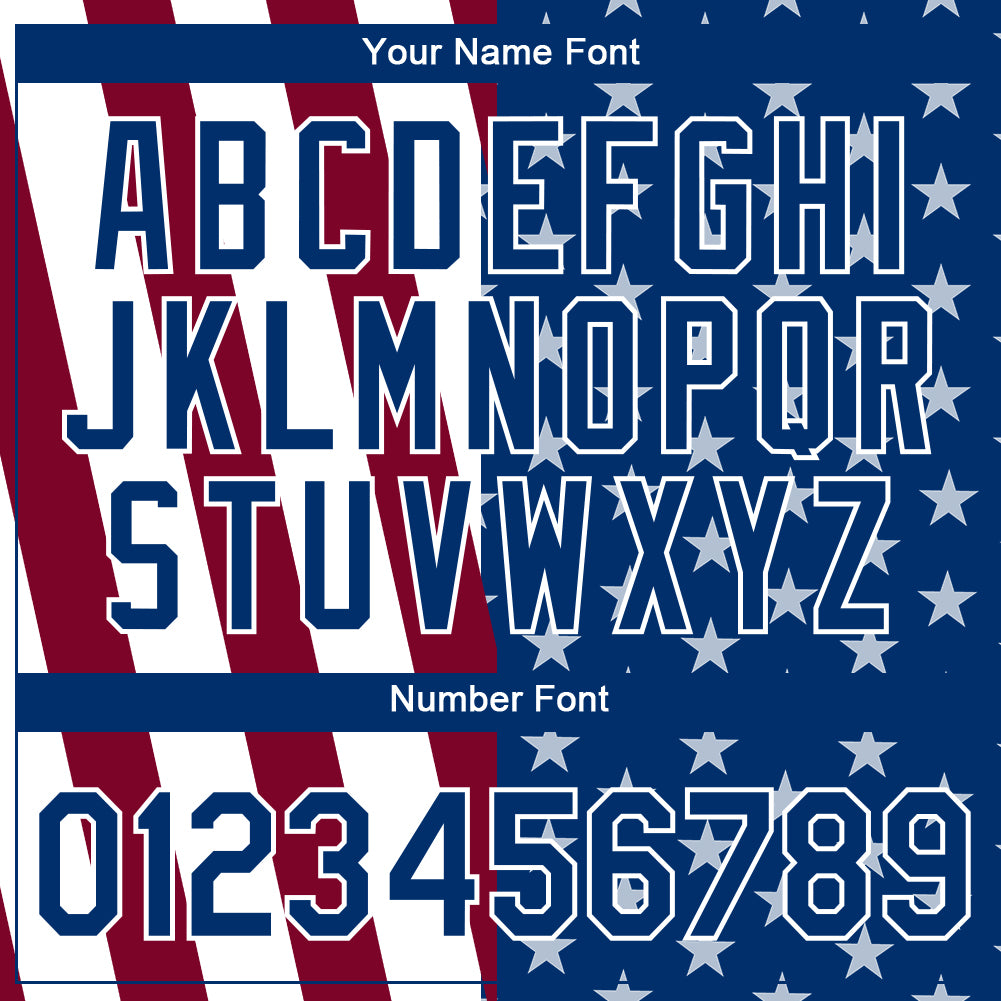 Custom White US Navy Blue-Maroon 3D Pattern Design Star Performance T-Shirt view 4