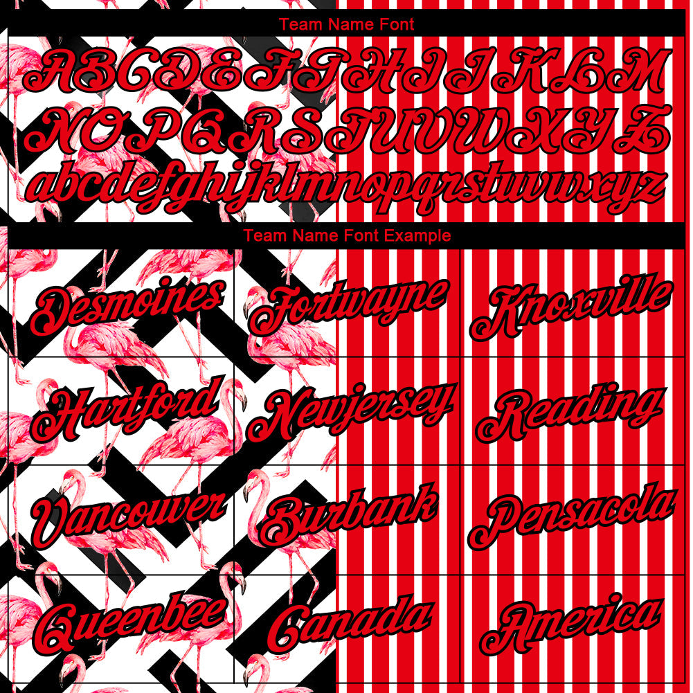 Custom Fire Red Black-White 3D Pattern Design Animal Flamingo Performance T-Shirt view 3