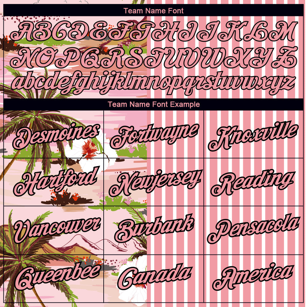 Custom Medium Pink Black-White 3D Hawaii Island Performance T-Shirt view 3