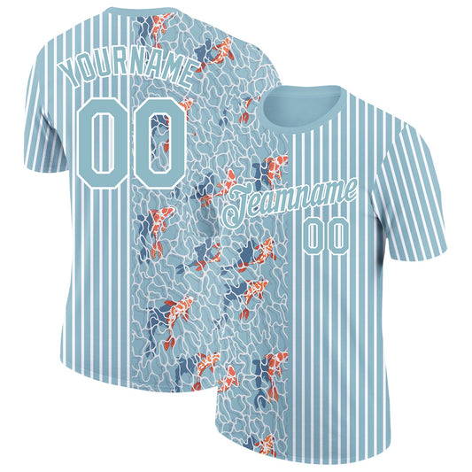 Custom Shadow Blue White 3D Pattern Design Animal Fish Performance T-Shirt - Main View