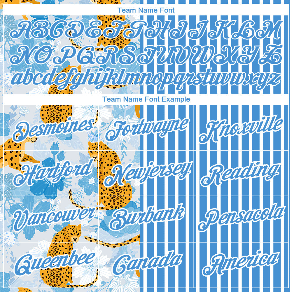 Custom Powder Blue White 3D Pattern Design Animal Leopard Performance T-Shirt view 3