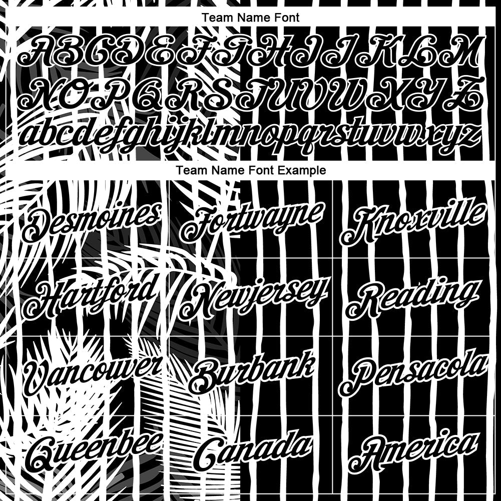 Custom Black White 3D Tropical Hawaii Palm Leaves Performance T-Shirt view 3