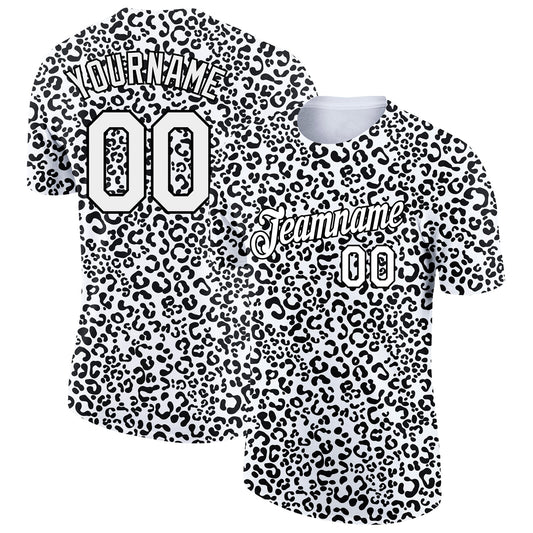Custom White Black 3D Pattern Design Animal Print Performance T-Shirt - Main View