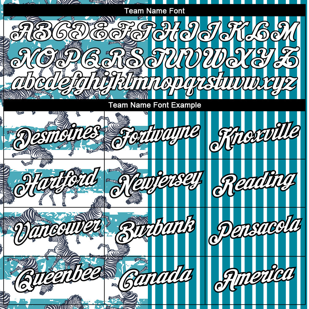 Custom Teal White-Black 3D Pattern Design Animal Zebra Performance T-Shirt view 3