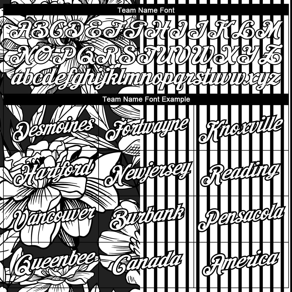 Custom White Black 3D Pattern Design Flower Performance T-Shirt view 3