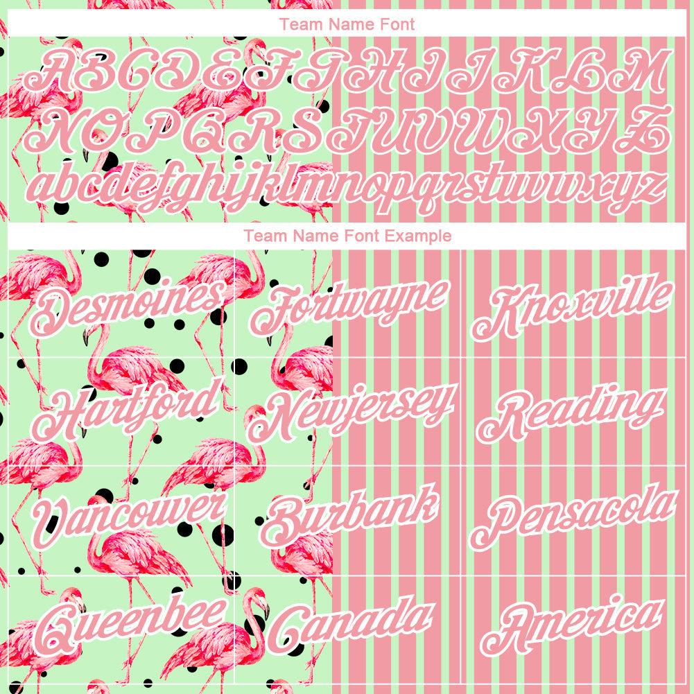 Custom Medium Pink Pea Green-White 3D Pattern Design Animal Flamingo Performance T-Shirt view 3