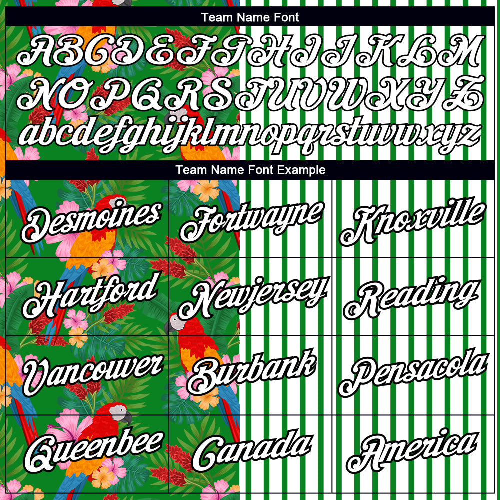 Custom White Grass Green-Black 3D Tropical Hawaii Leaves And Animal Parrot Performance T-Shirt view 3