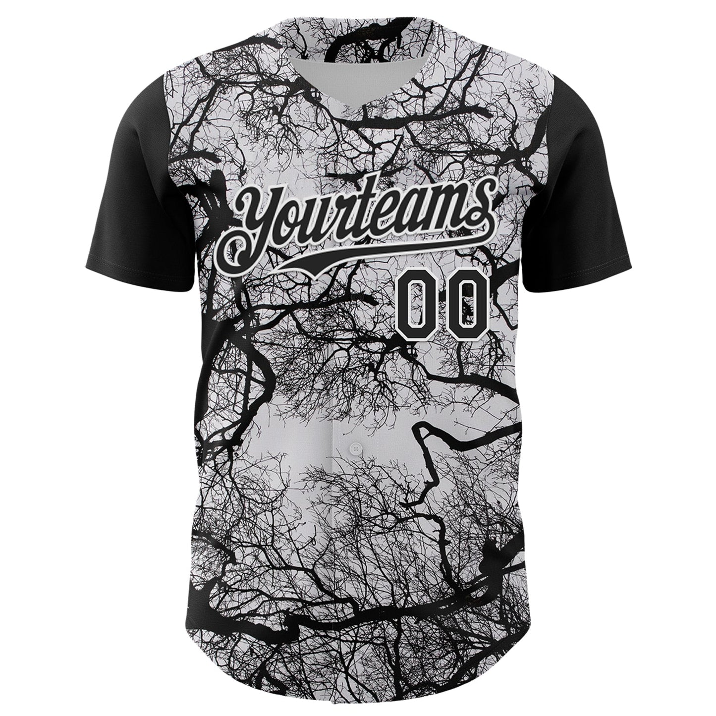 Custom White Black 3D Pattern Design Rave Branch Authentic Baseball Jersey view 2