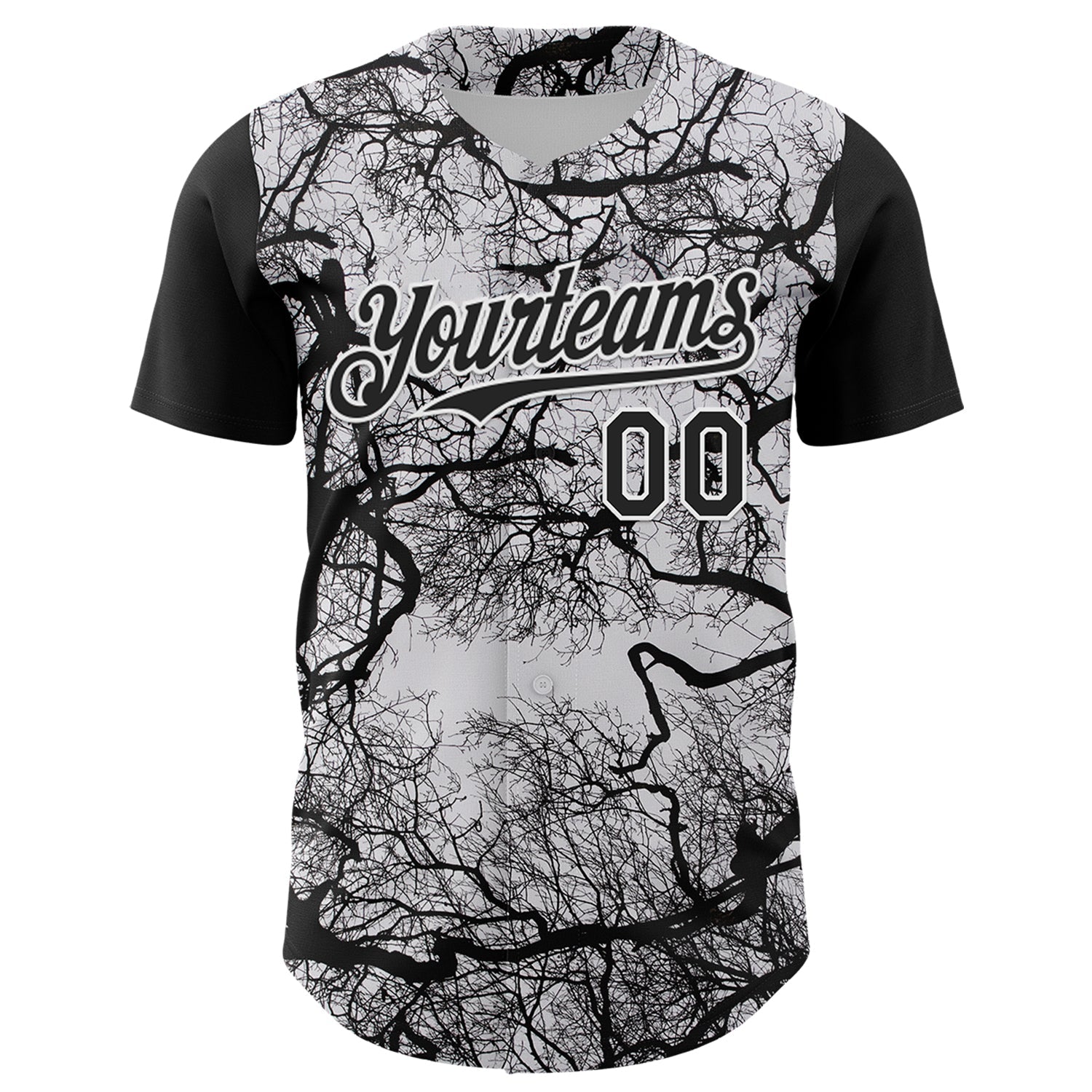 Custom White Black 3D Pattern Design Rave Branch Authentic Baseball Jersey view 2