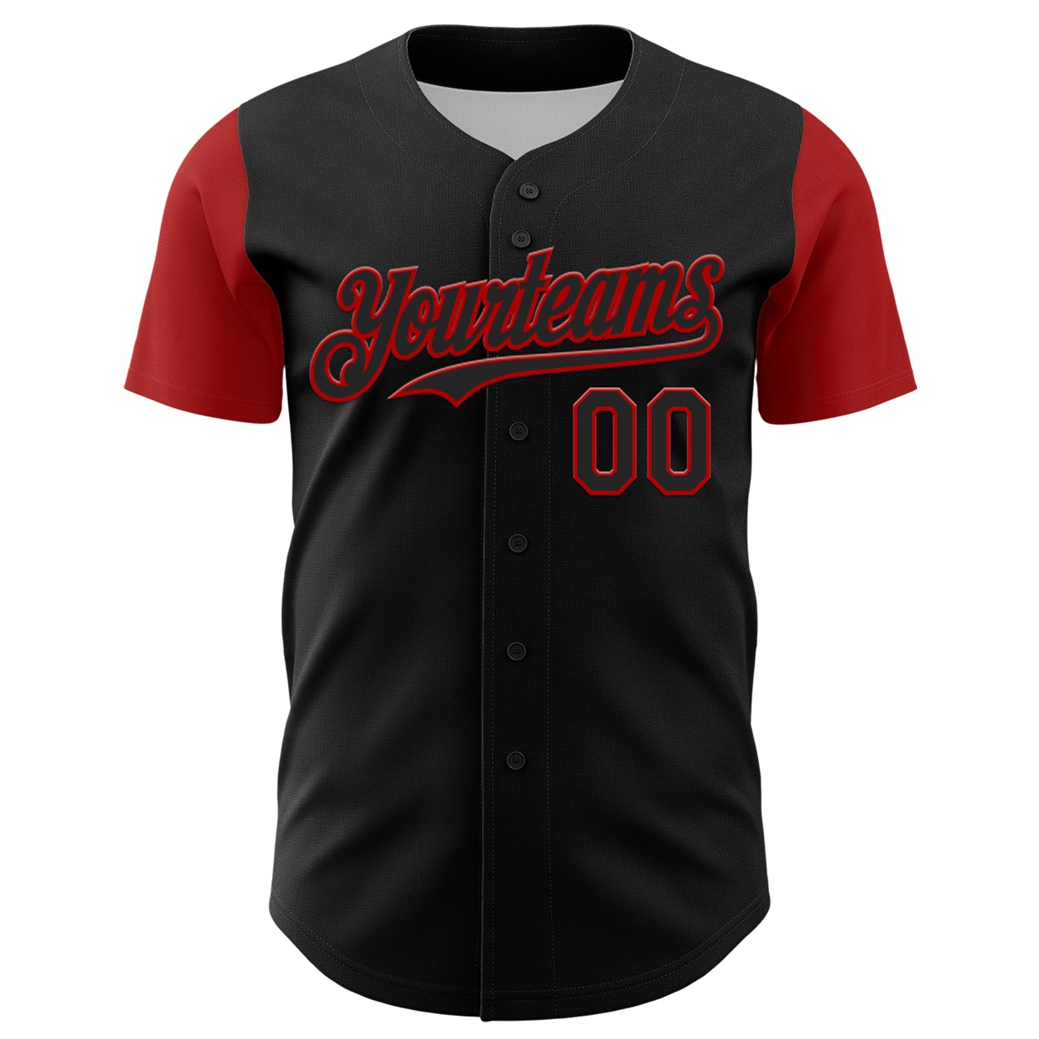 Custom Black Red 3D Pattern Design Rave Gothic Style Authentic Baseball Jersey view 2