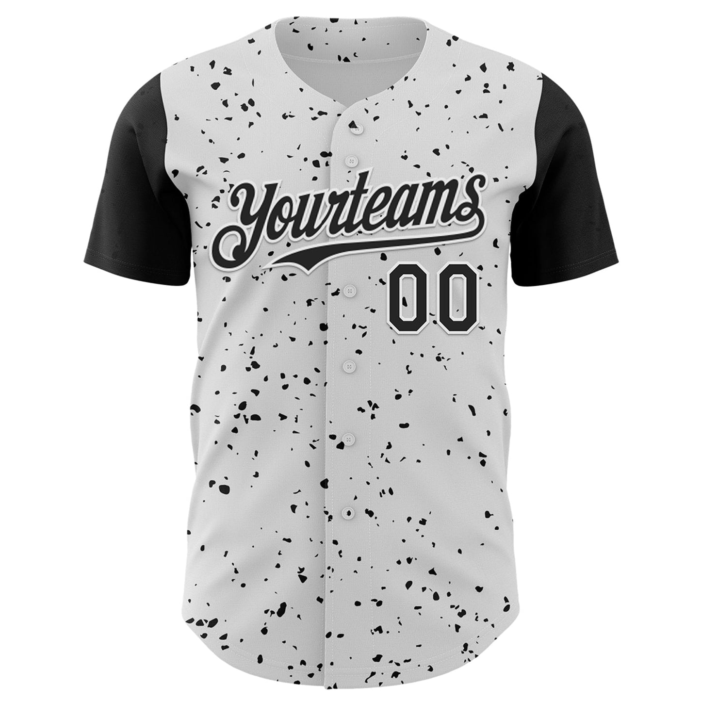 Custom White Black 3D Pattern Design Rave Dark Art Authentic Baseball Jersey view 2