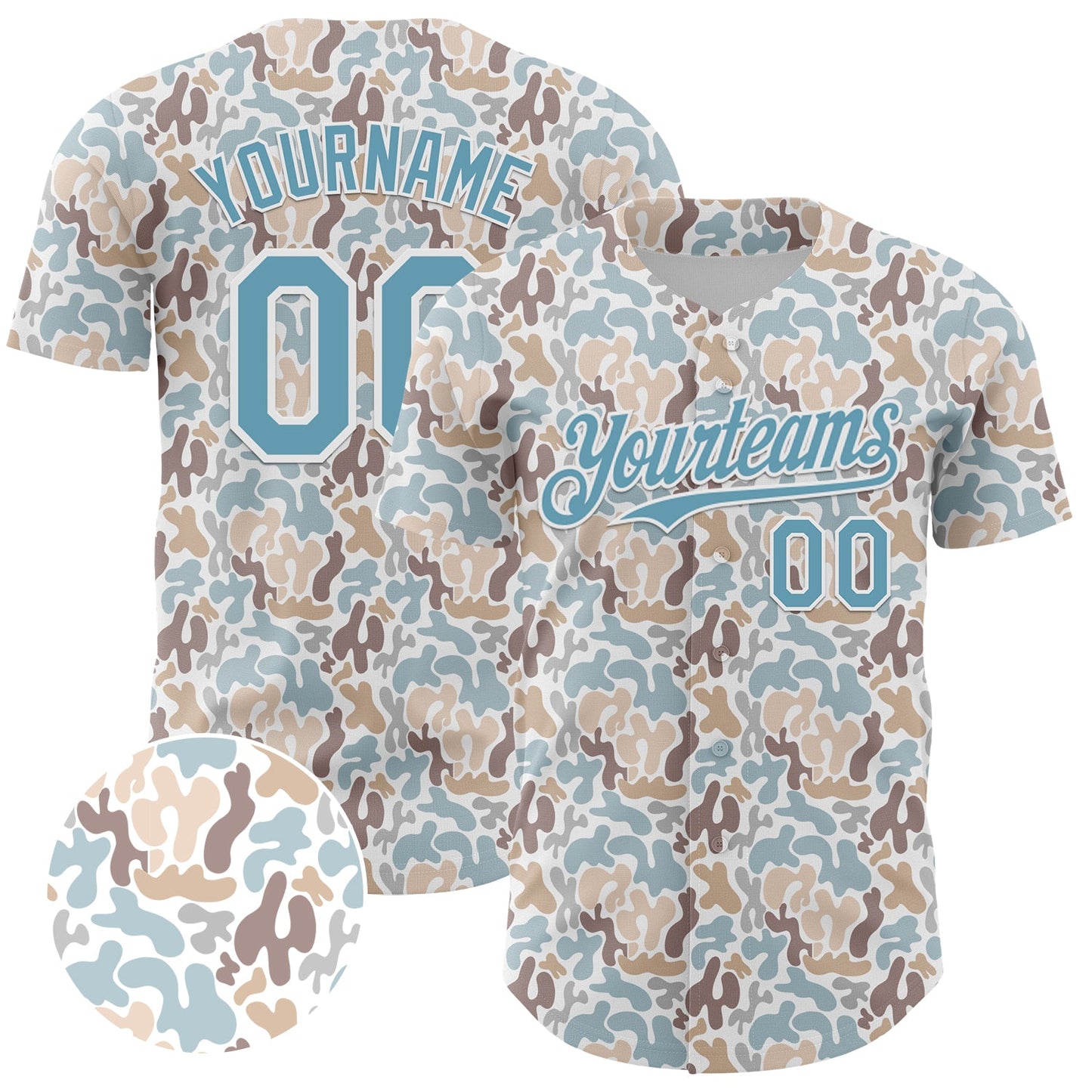 Custom White Shadow Blue 3D Pattern Design Abstract Spots Authentic Baseball Jersey - Main View