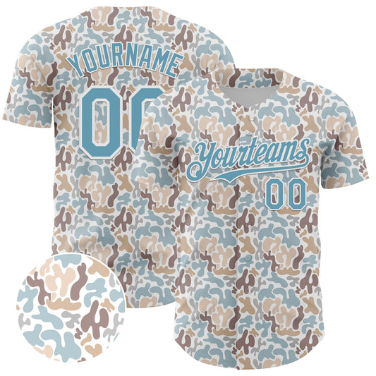 Custom White Shadow Blue 3D Pattern Design Abstract Spots Authentic Baseball Jersey - Main View