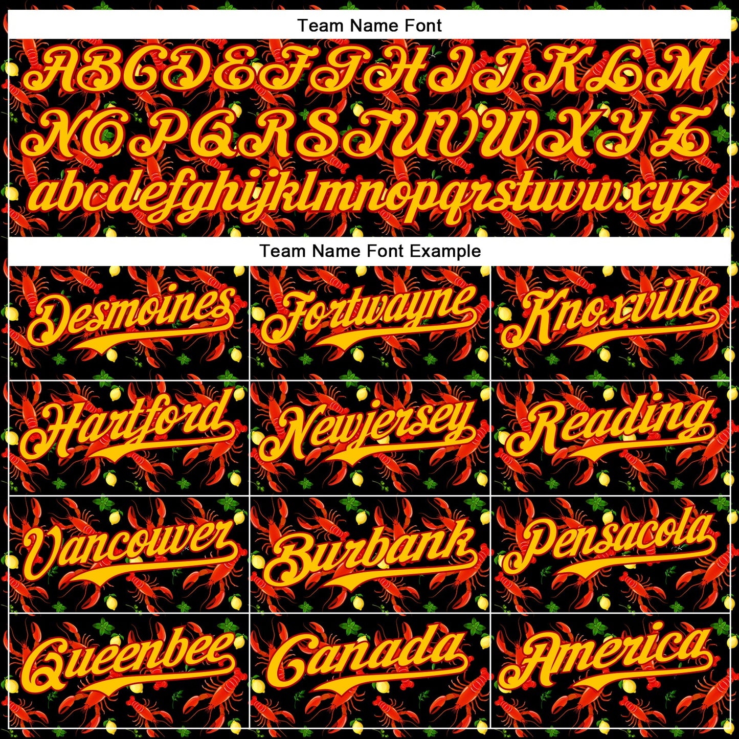Custom Black Red-Yellow 3D Pattern Design Animal Lobster Fruit Lemon Authentic Baseball Jersey view 4