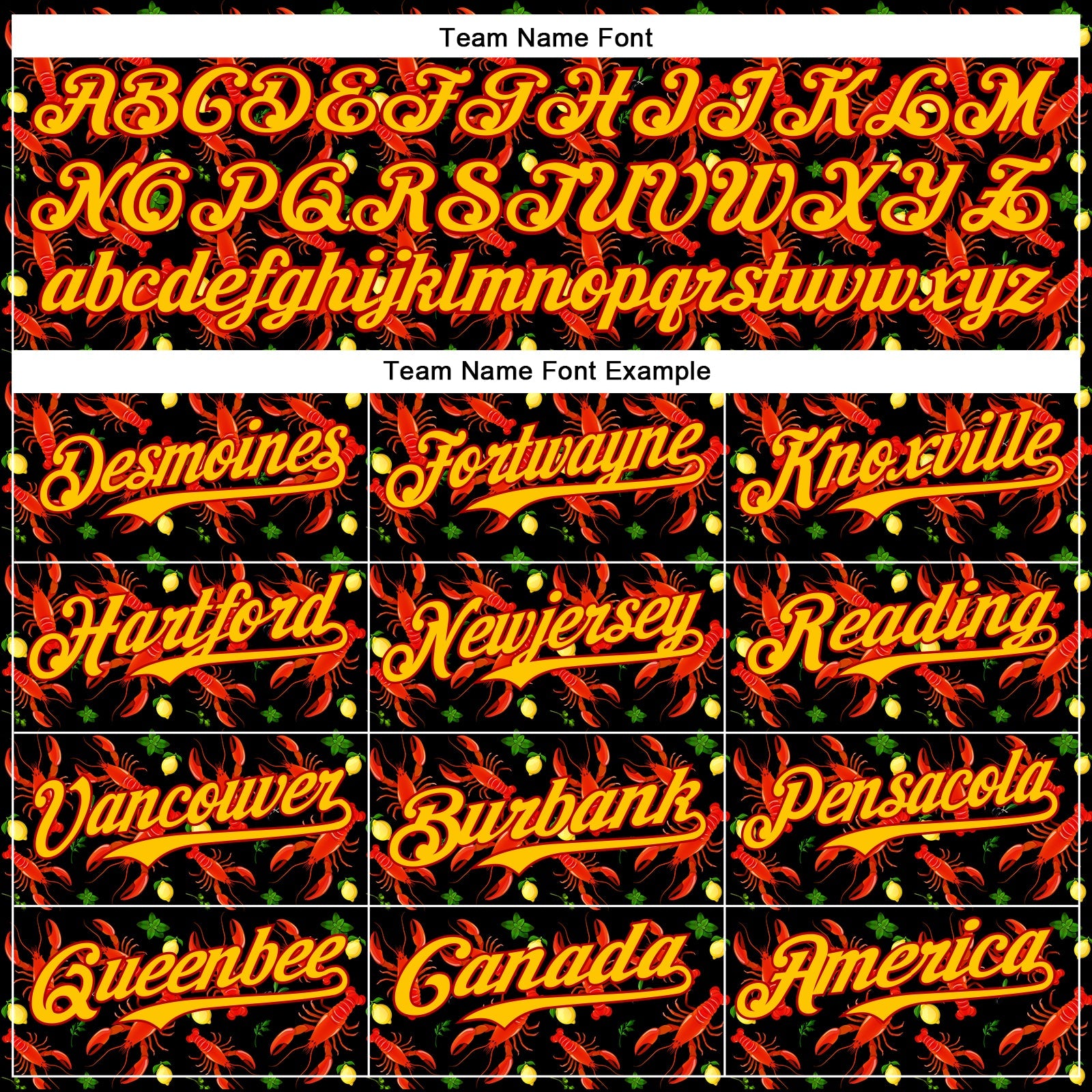 Custom Black Red-Yellow 3D Pattern Design Animal Lobster Fruit Lemon Authentic Baseball Jersey view 4
